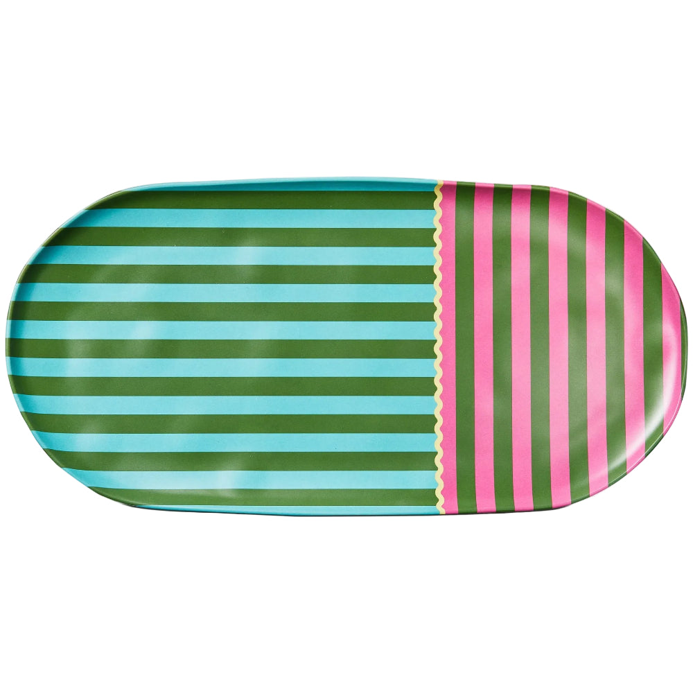 TAG Cabana Stripe Melamine Serving Platter - 9.5" X 19"