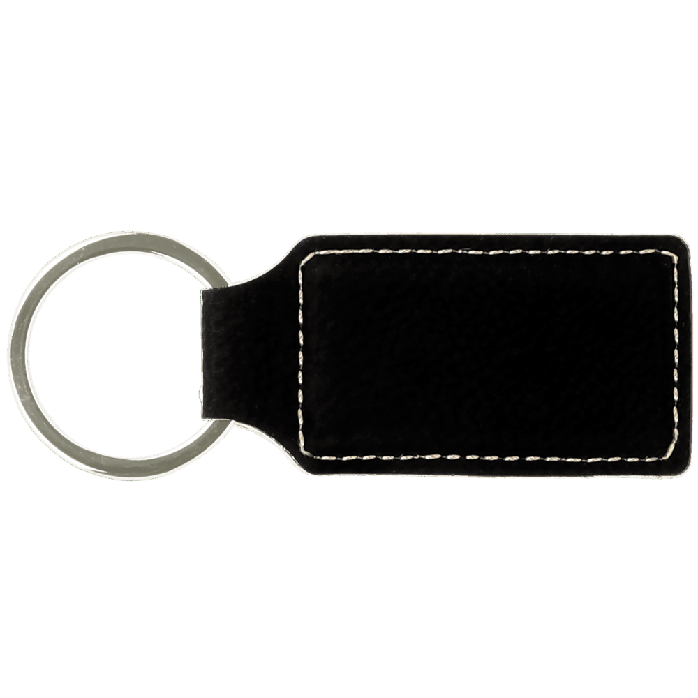 JDS Engravable Black Leatherette Keychain - 1.25