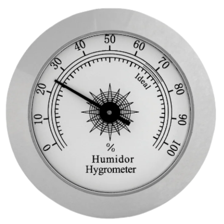 Glass-Front Analog Cigar Hygrometer - 1.75"
