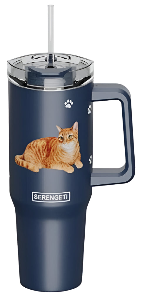 Serengeti Stainless Steel Cat Pattern Insulated Travel Mug - 40 oz.