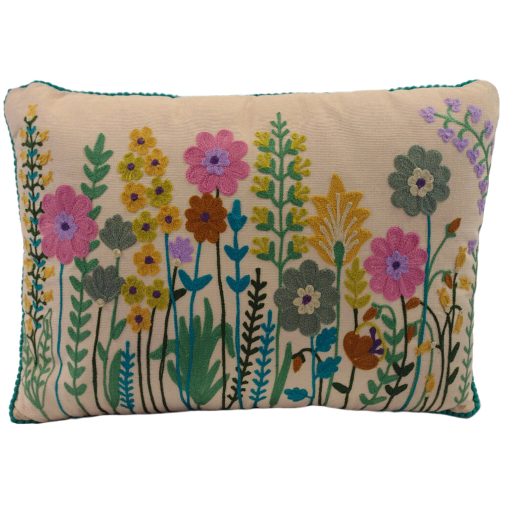 Spring Floral Corduroy Pillow - 12" x 18"