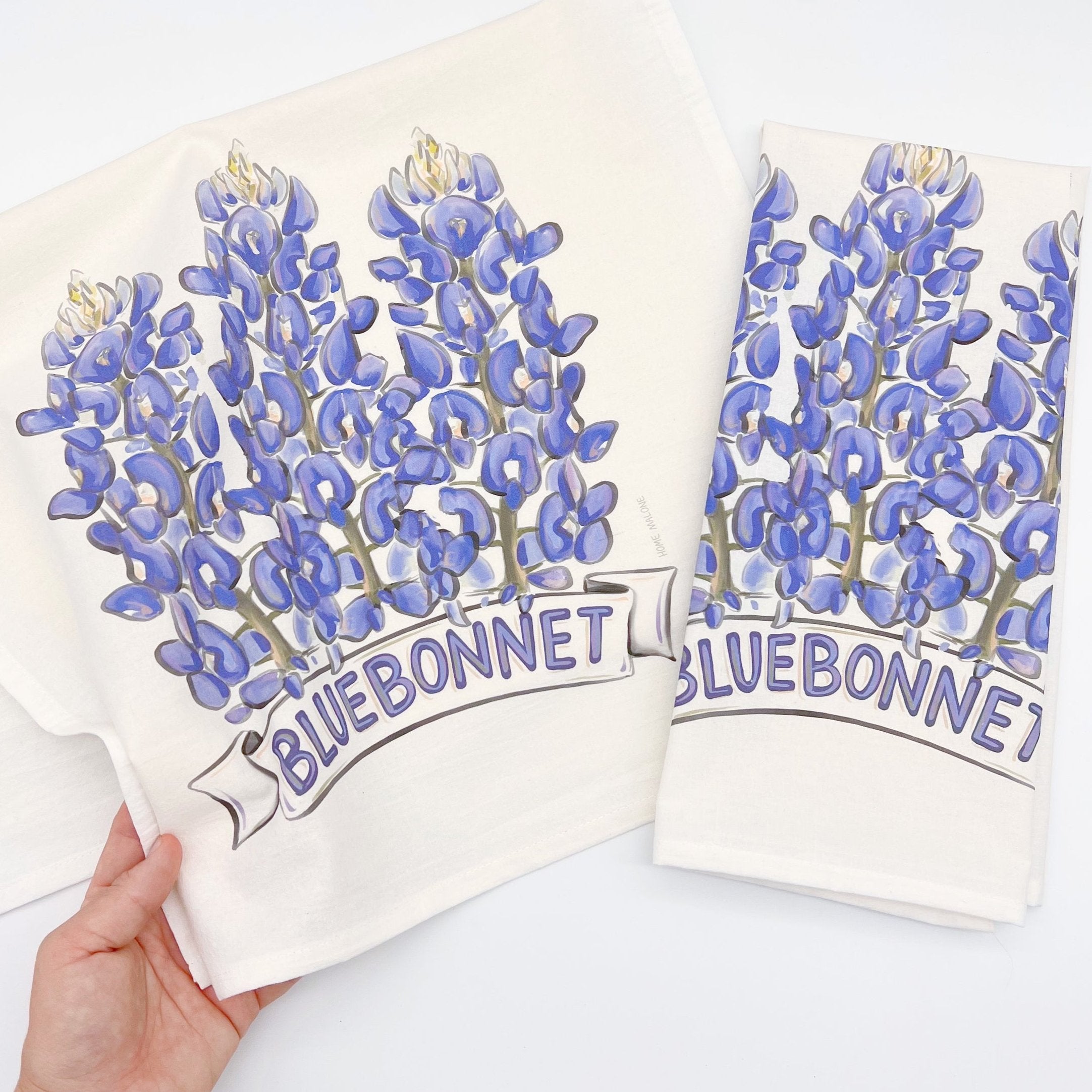 Watercolor Bluebonnets Cotton Tea Towel - 18" x 28"