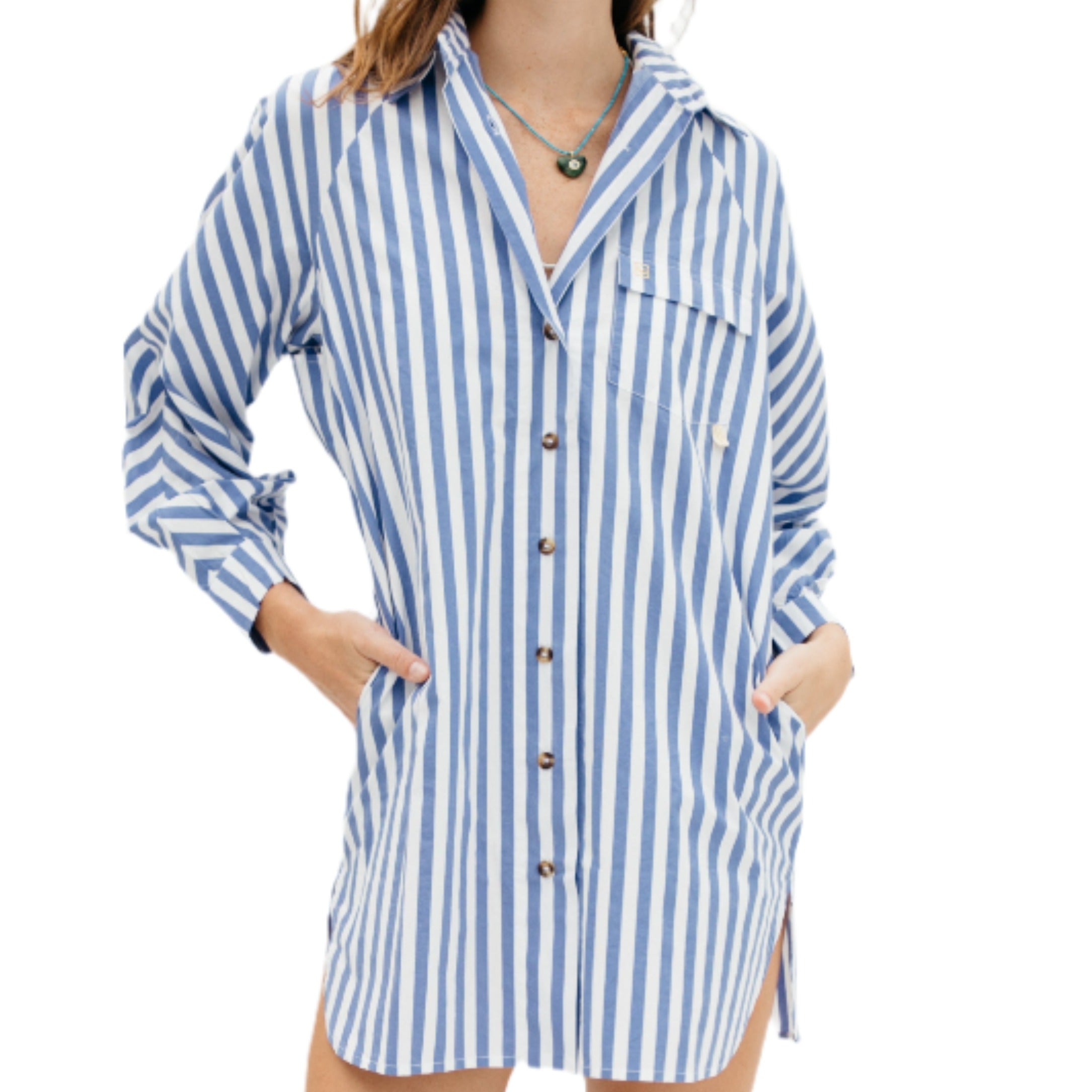 Lady Captain Women's Fishing Tunics - Blue Stripe / Small Lady Captain Women's Fishing Tunics - Blue Stripe / Small