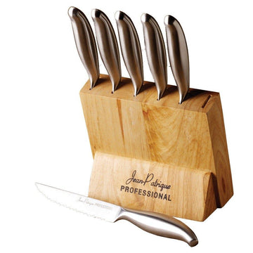 Jean-Patrique 6-Piece Stainless Steel Knife Set w/ Block