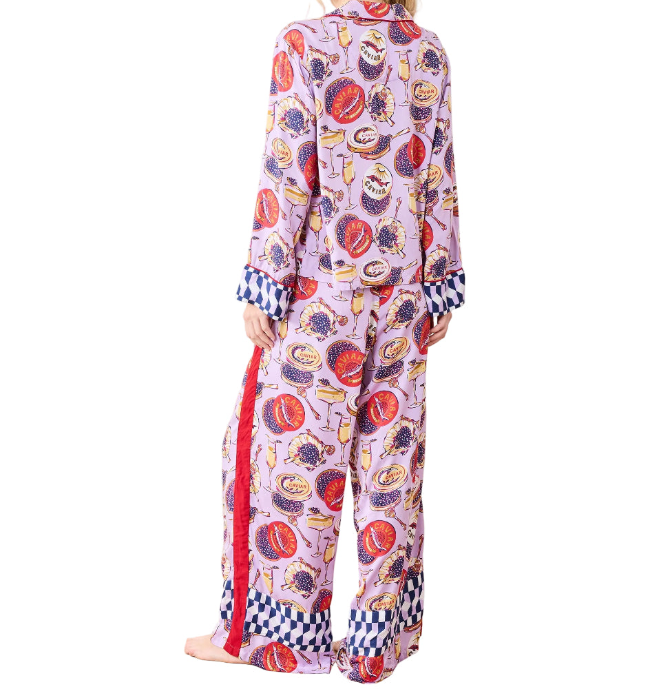 Printfresh Eco Satin Champagne & Caviar Long Pajama Set