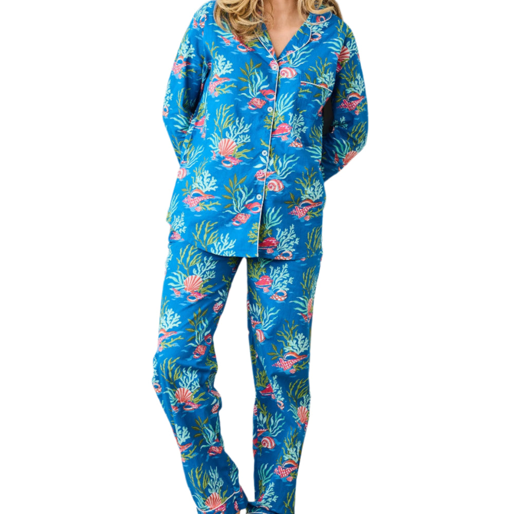 Printfresh Coral & Conch Long Pajama Set