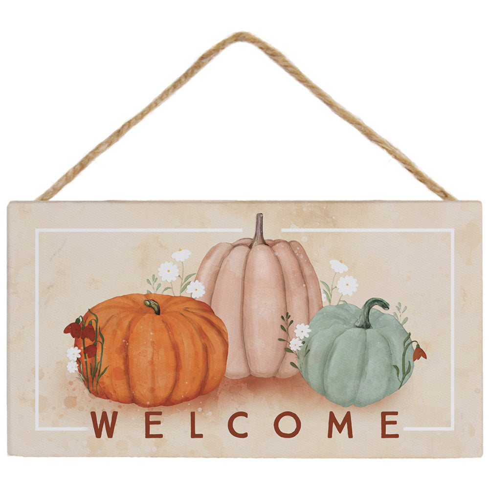 Sincere Surroundings "Welcome" Pumpkins Rustic Wood Sign - 5.5" x 6.5"