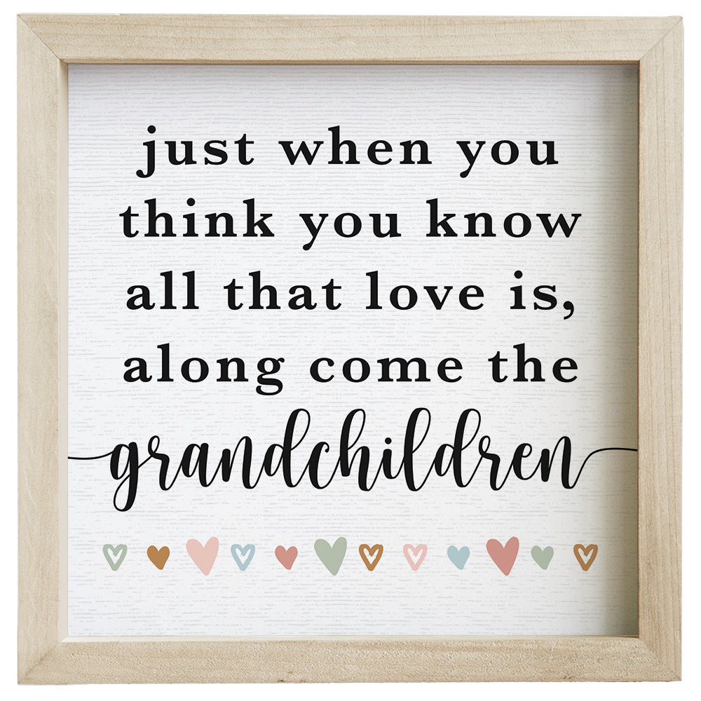 Sincere Surroundings "Along Come Grandchildren" Wooden Inspirational Sign - 24" x 24"