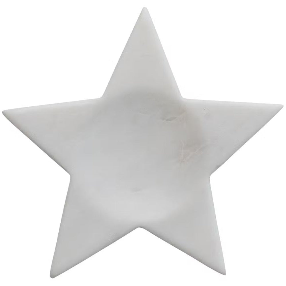 White Star-Shaped Marble Spoon Rest - 6" x 6"