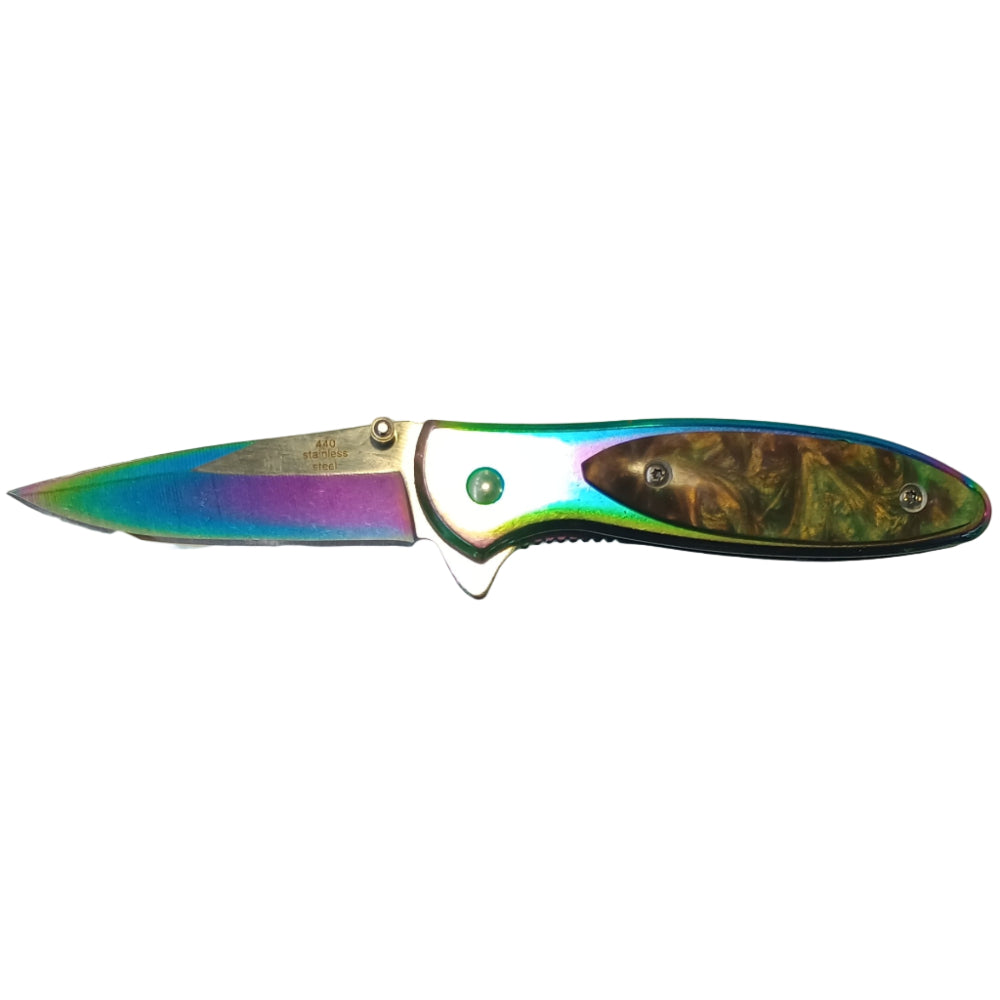 Service Tool Titanium-Finish Stainless Steel Folding Knife - 2.5"