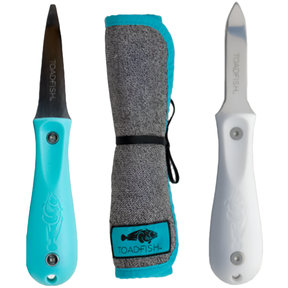 Toadfish Oyster Knives & Shucking Cloth Set - 3 pc.