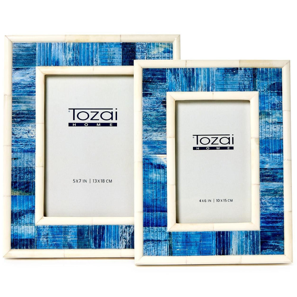 Tozai Stacked Blue Bone Inlays Photo Frame