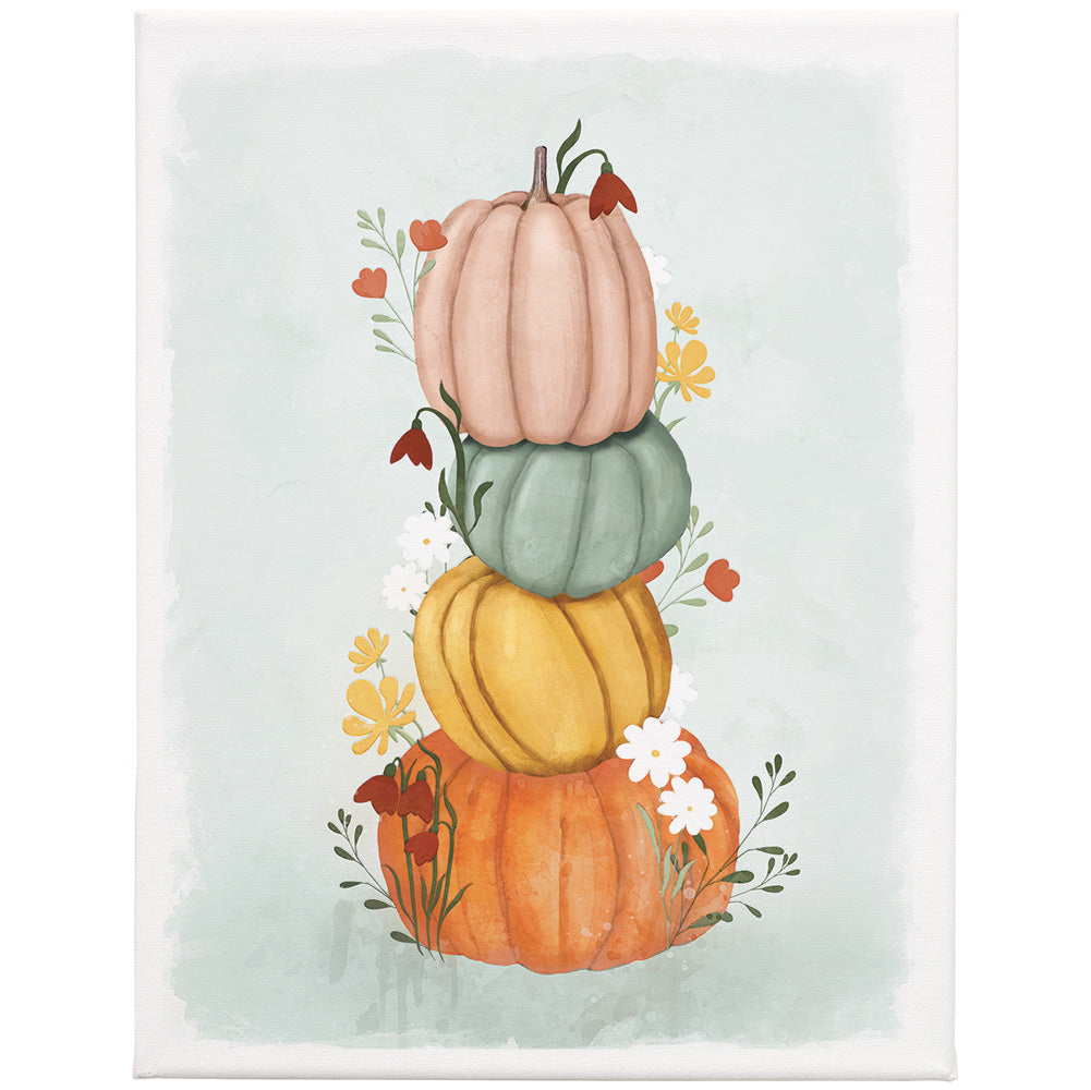 Sincere Surroundings Pumpkin Stack Canvas-Wrap Sign - 9" x 12"
