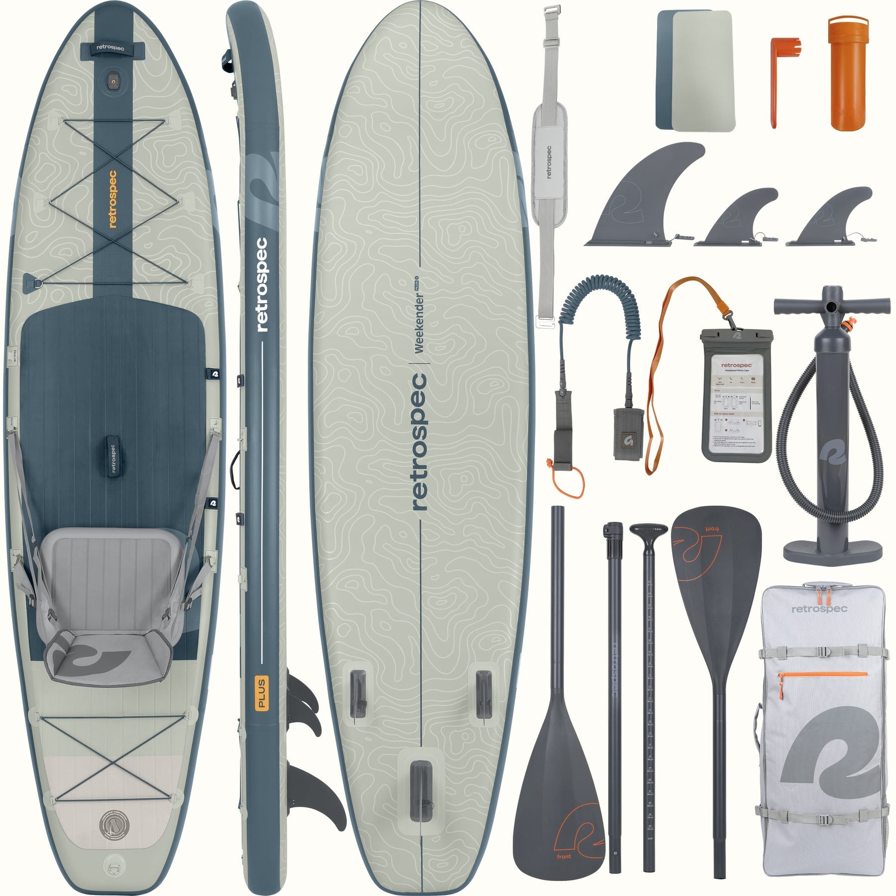 Retrospec Weekender PLUS 2 Inflatable Paddle Board Kit - 10.5'