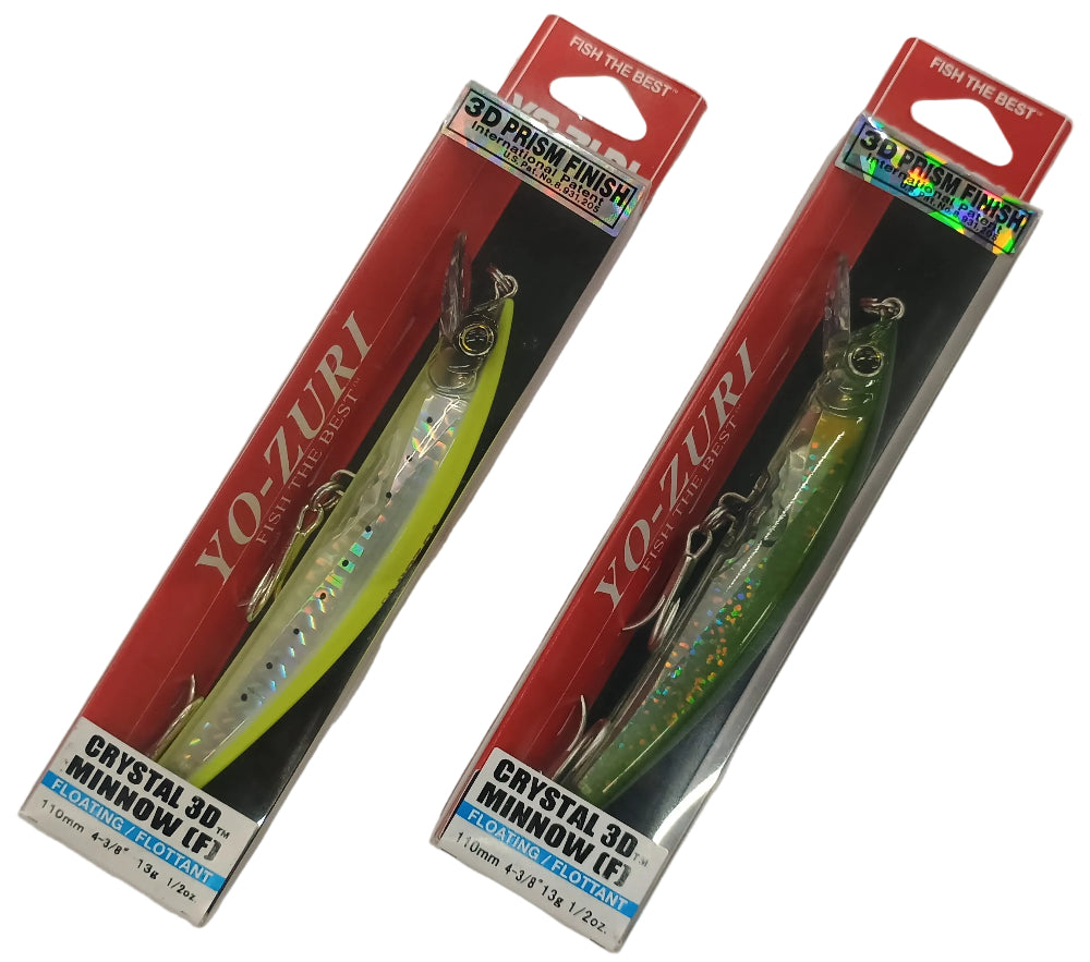 Yo-Zuri Crystal 3D Minnow Floating Hard Lures - 1/4 oz. & 1/2 oz.