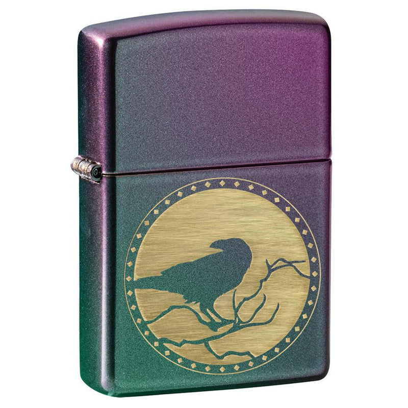 Raven Silhouette Design - Iridescent Zippo Lighter