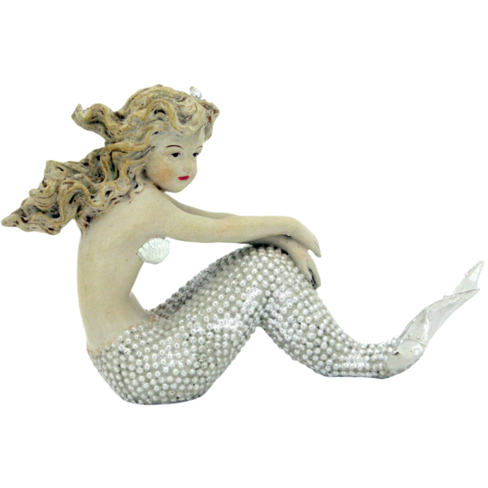 Modern Coastal Vintage-Style Resin Mermaid Statues