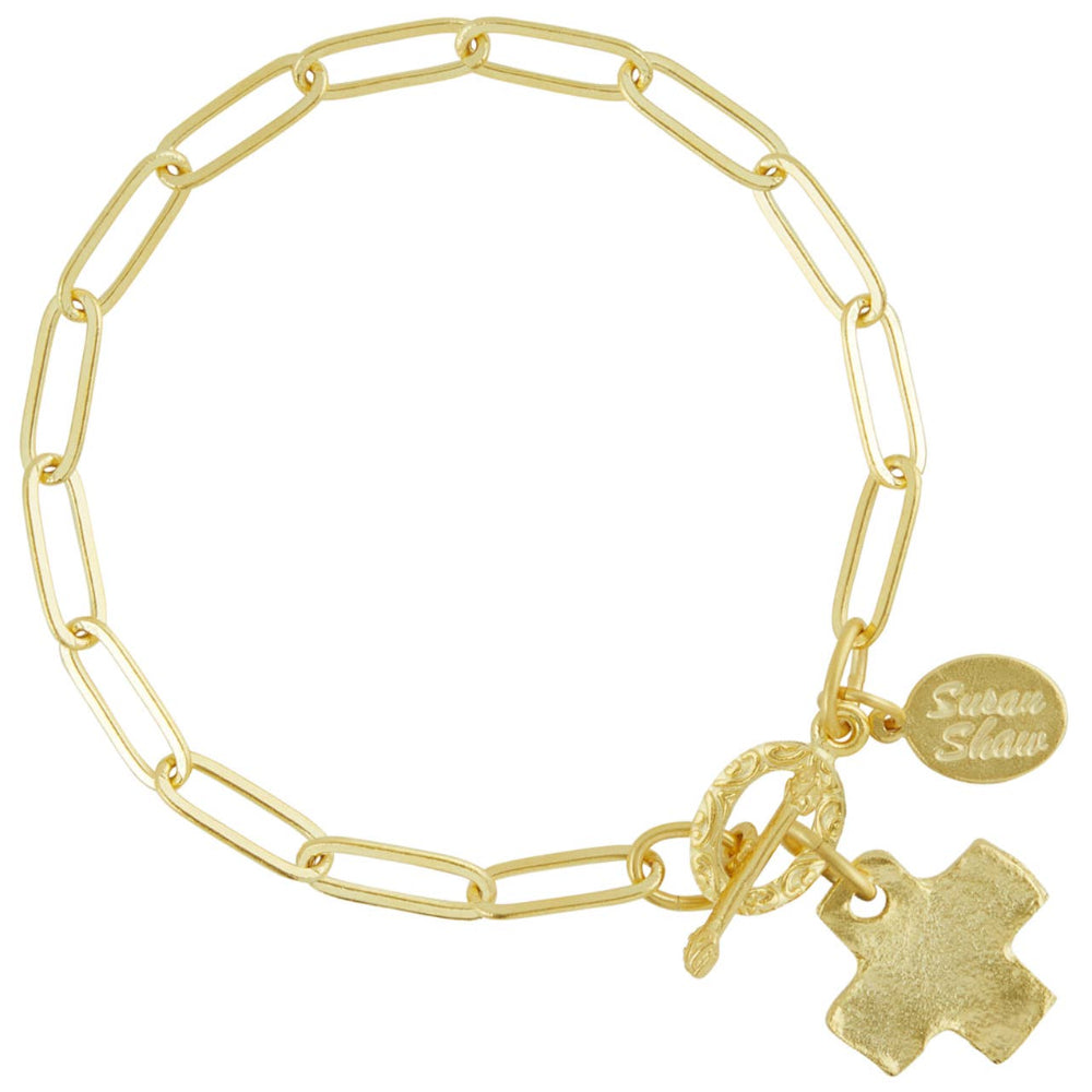 Susan Shaw Gold Cross Paperclip Bracelet