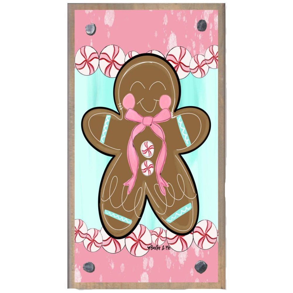 Baxter & Me Gingerbread (Pink) Happy Block Driftwood Art Print - 4" x 6"