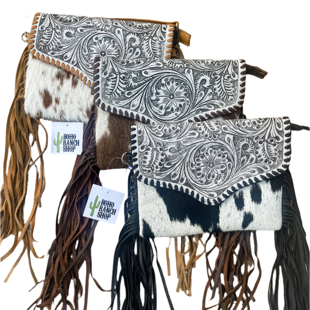 Boho Ranch Delilah Crossbody Cowhide Bag - 6.25" x 8.5"