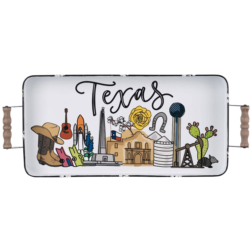 Glory Haus Texas Landmarks Enamel Tray - 10" x 20"