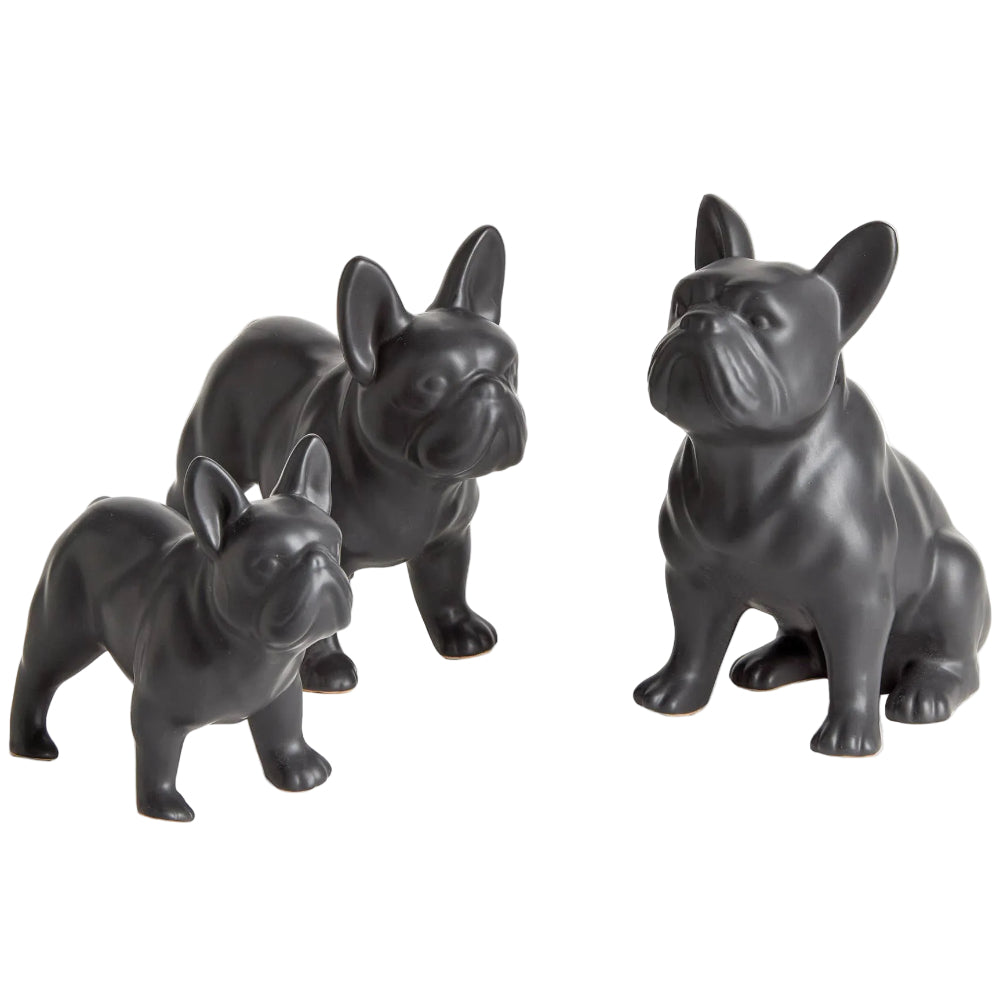 Napa Black Night Ceramic Bulldog Figurines - 5" to 7.5"