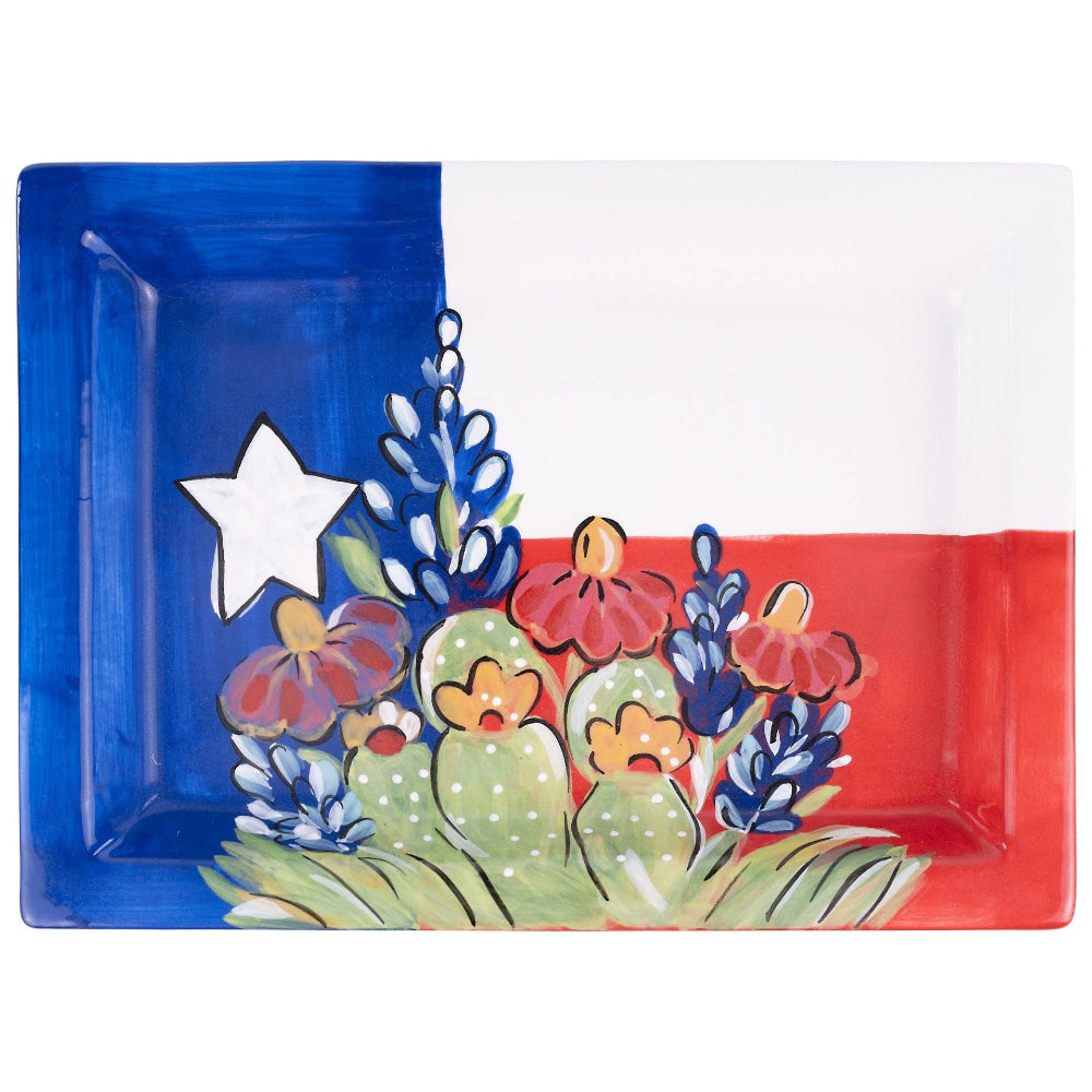 Glory Haus Texas Flag & Wildflowers Trinket Tray - 8.5" x 11.5"
