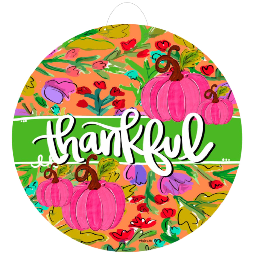Baxter & Me "Thankful" Pumpkin Door Hanger - 23"