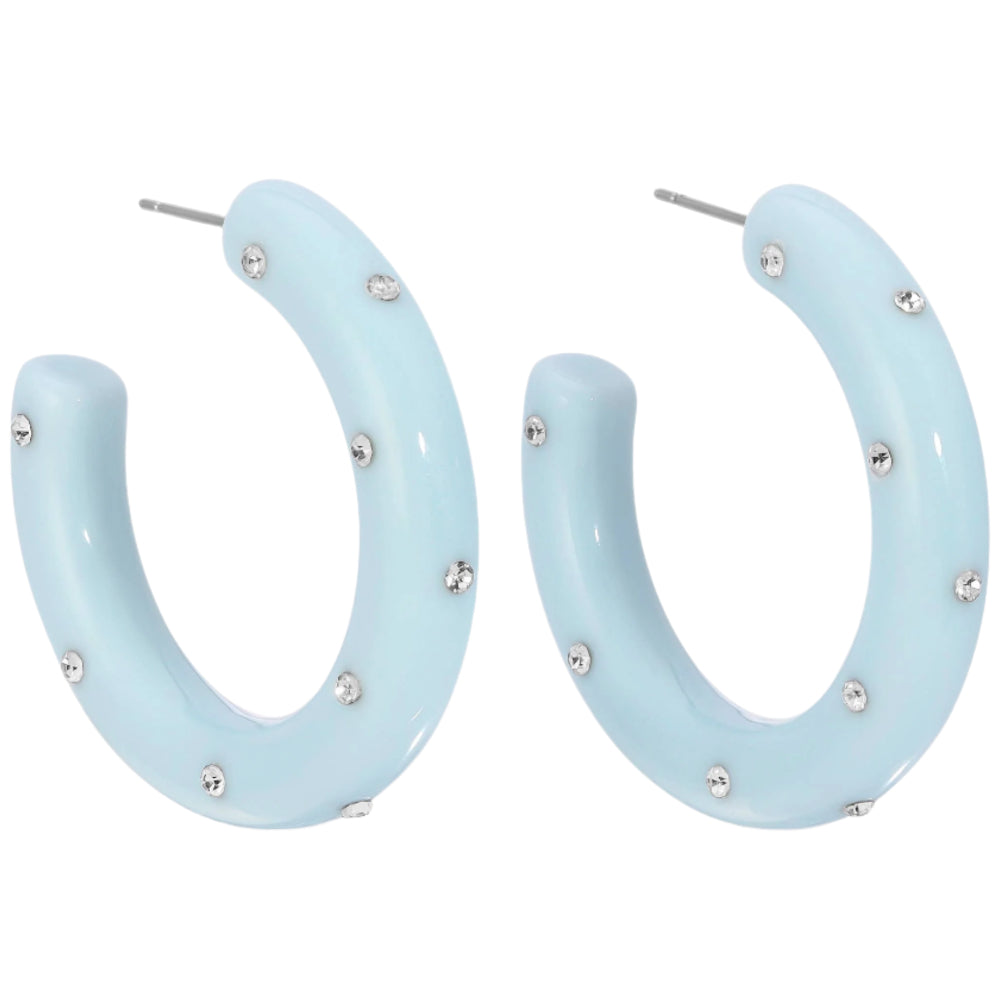Splendid Iris Resin Rhinestone Hoop Earrings