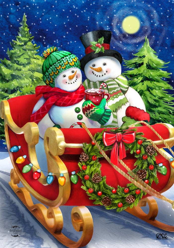 Briarwood Snowmen Sleigh Garden Flag - 12.5" x 18"