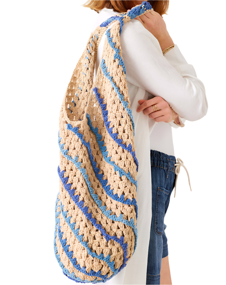 Mersea Carly Crocheted Striped Boho Bag