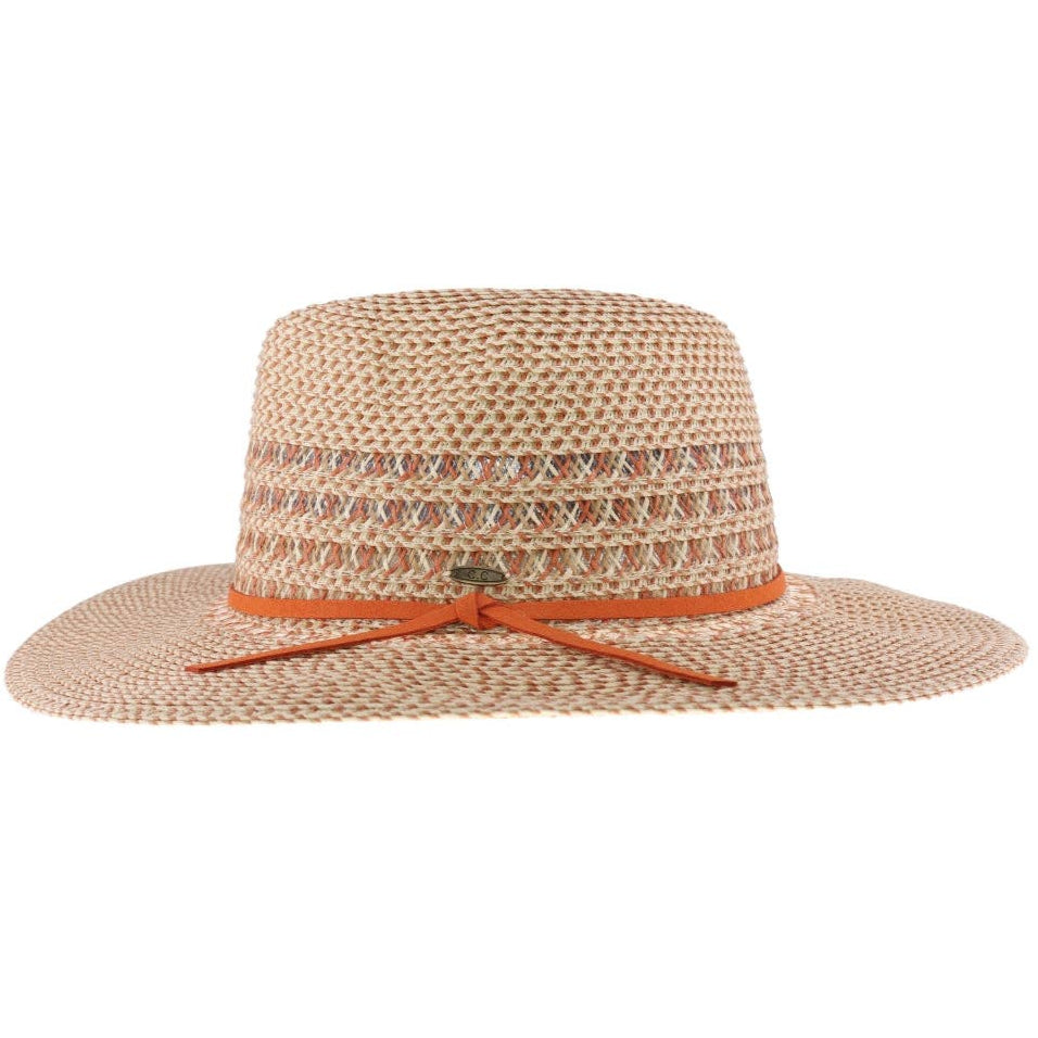 CC Two-Tone Suede Accent Panama Sun Hat