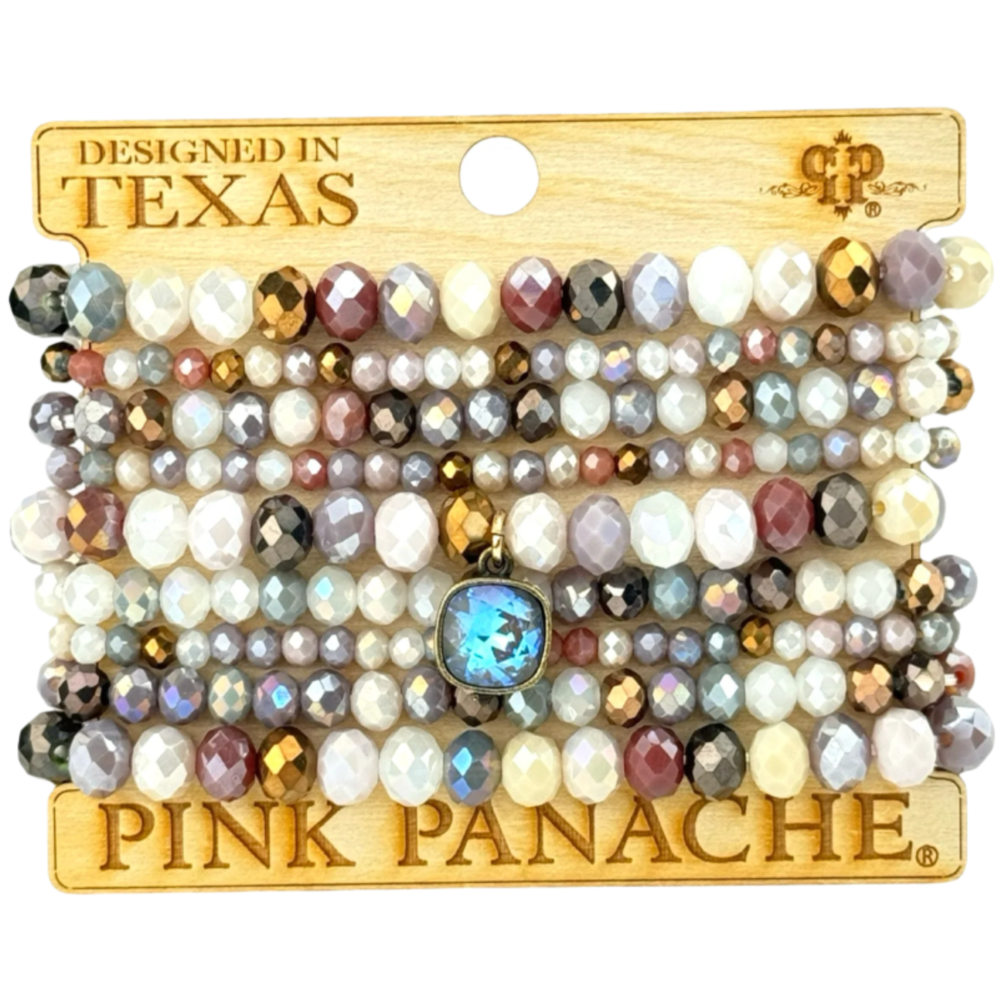 Pink Panache Nine Strand Mixed Bead Bracelets