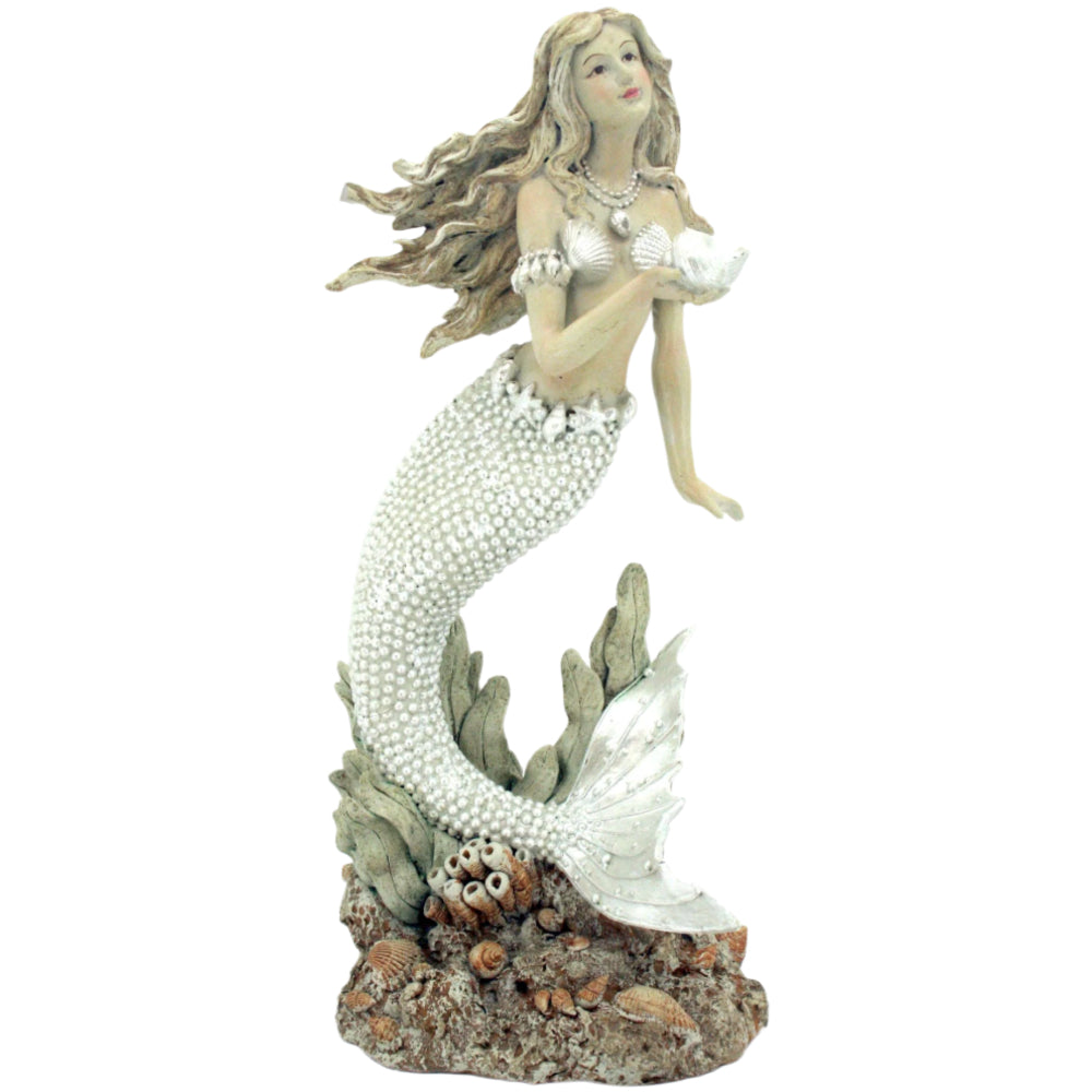 Modern Coastal Vintage-Style Resin Mermaid Statues