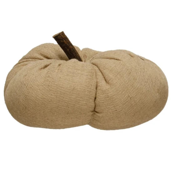 Soft Decorative Fabric Pumpkin w/ Wood Stem