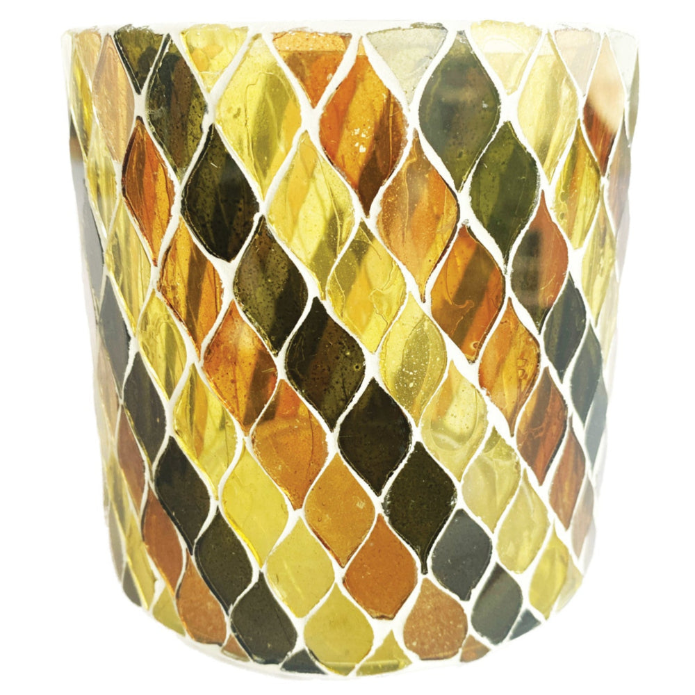 Recycled Multicolored Glass Mosaic Votive Holder - 4"