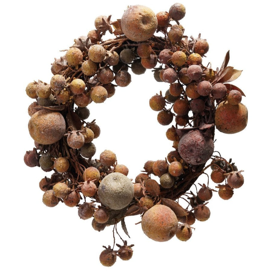 Autumn Berries & Apples Faux Wreath - 21"