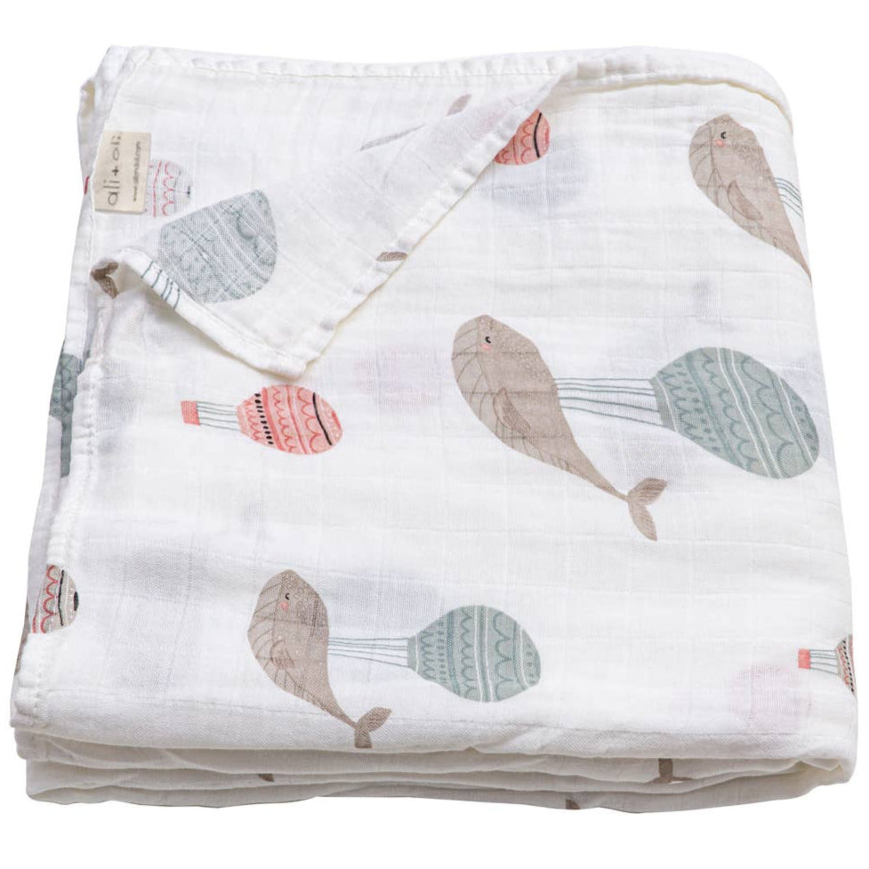 Ali + Oli Bamboo Muslin Baby Swaddling Blanket - 47" x 47"