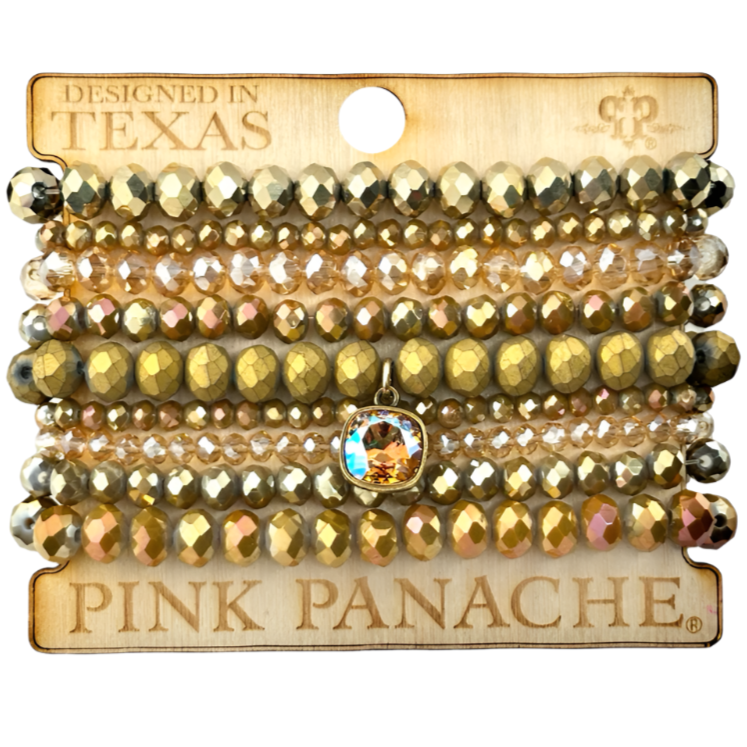 Pink Panache Nine Strand Mixed Bead Bracelets