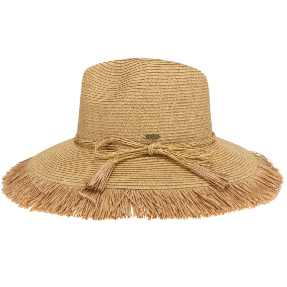 CC Fringe Trim Panama Sun Hat