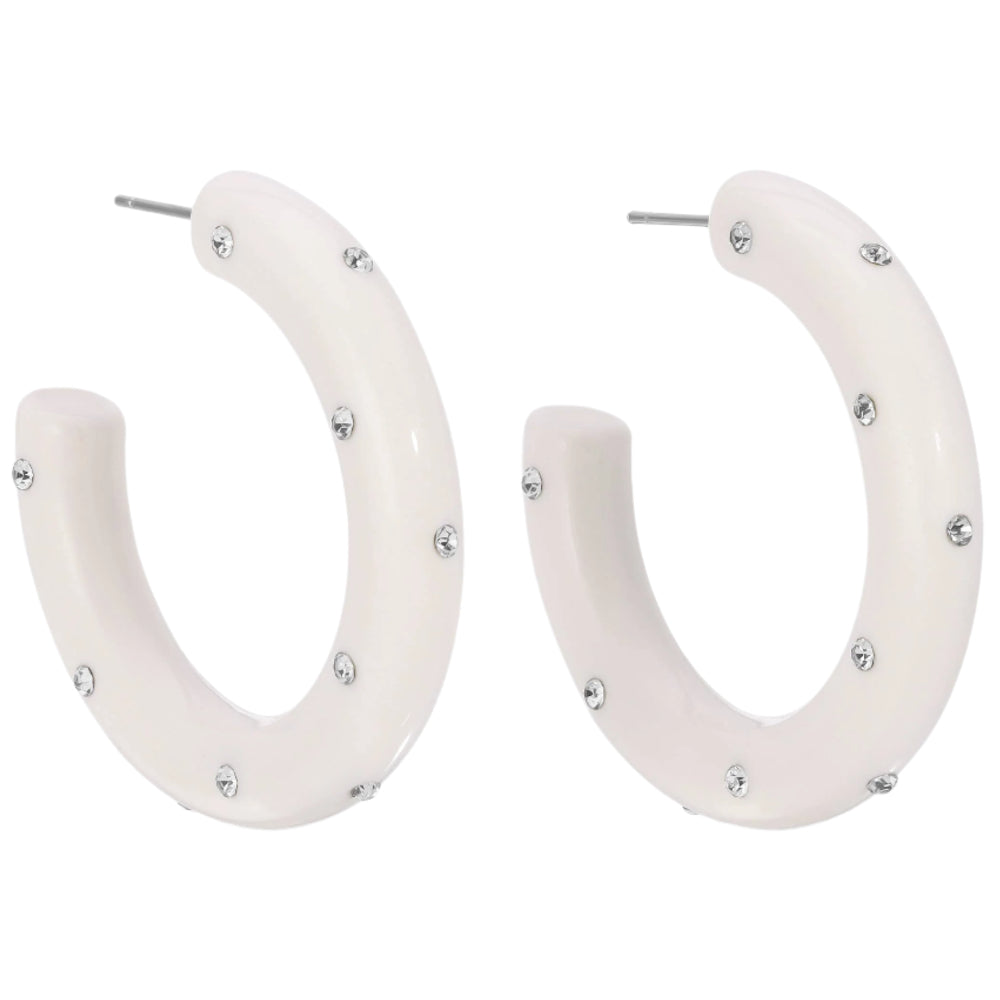 Splendid Iris Resin Rhinestone Hoop Earrings