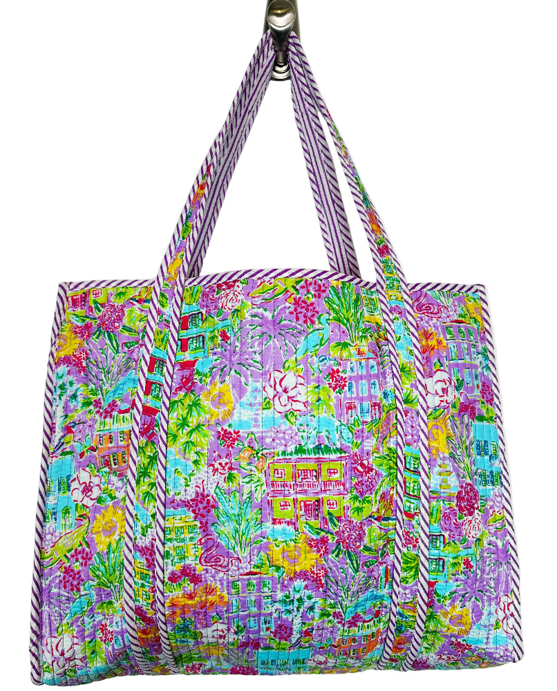 Folklore Couture Quilted Cotton Totes - 17.5" x 17.5"