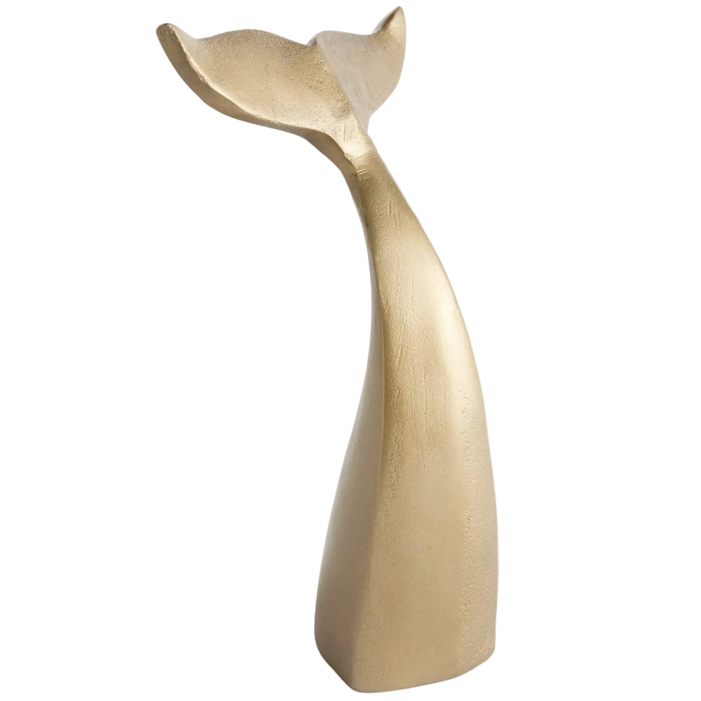Napa Brass-Colored Aluminum Whale Tail Sculpture - 11.3"