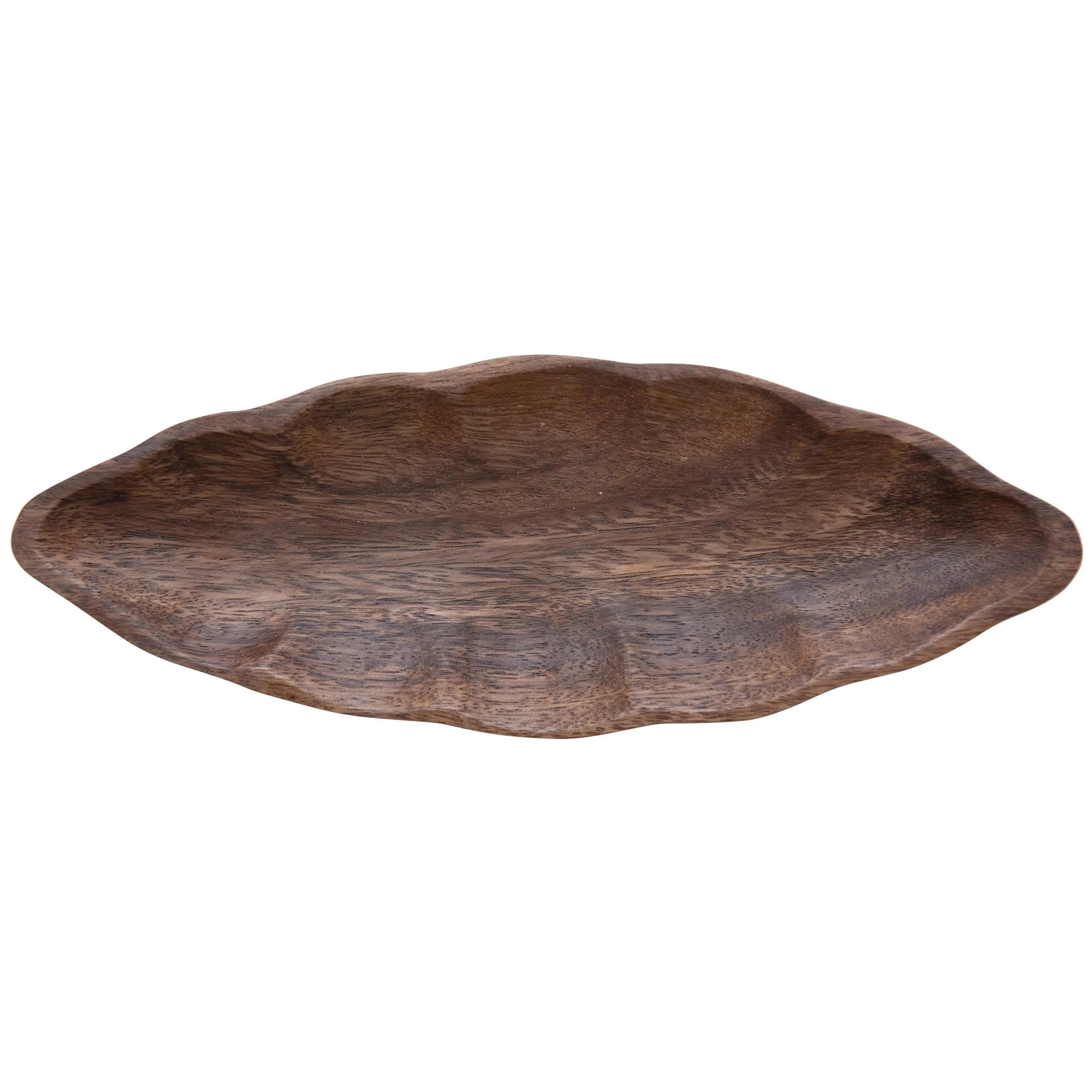 Small Hand-Carved Acacia Wood Leaf Dish - 4.5" x 2.25"