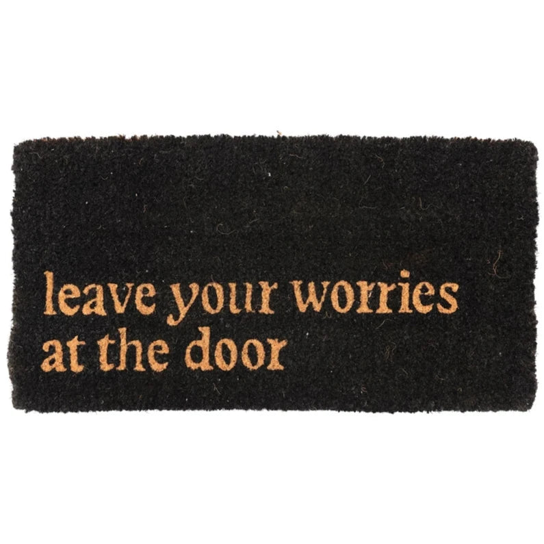 "Leave Your Worries at the Door" Coir Mat - 16" x 32"
