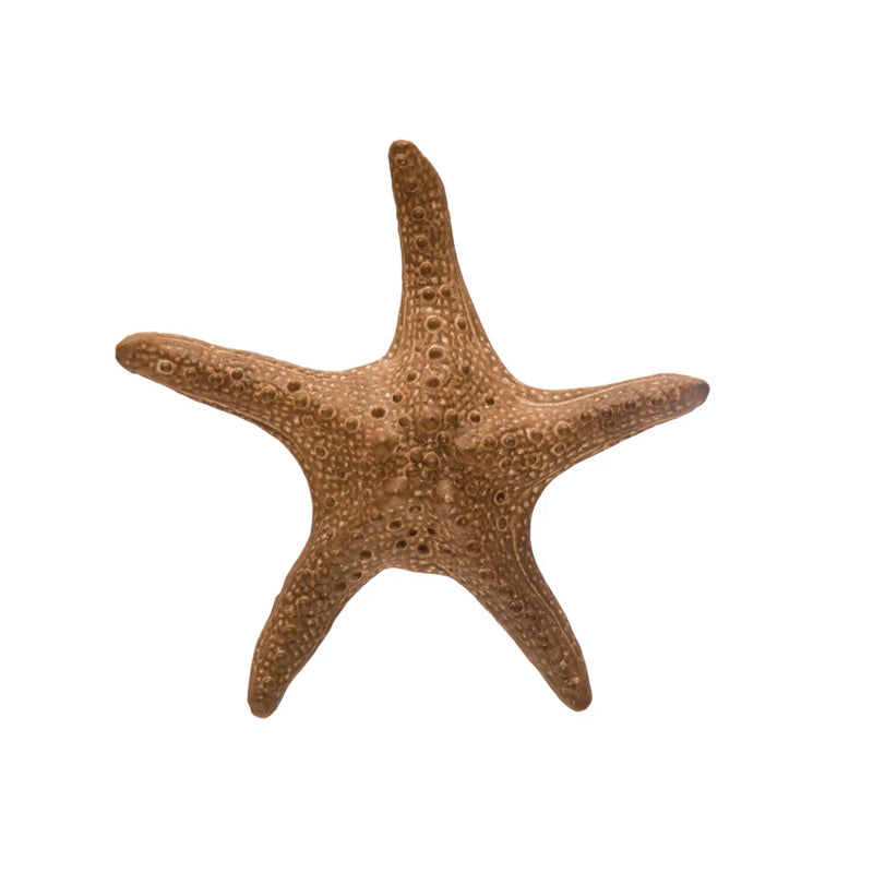 Stoneware Starfish, Reactive Glaze, Matte Brown
