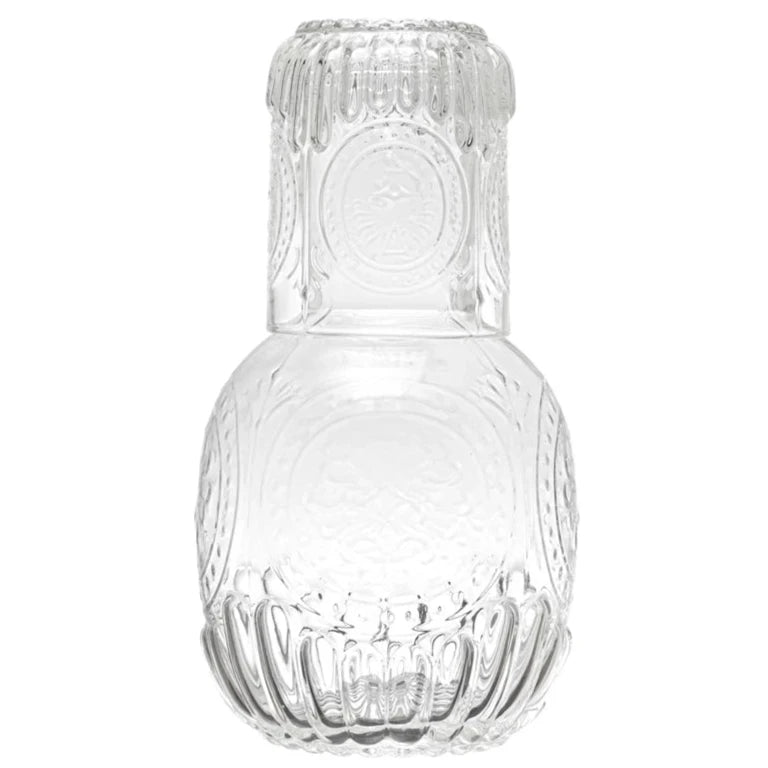 Embossed Glass Carafe w/ Drinking Glass - 28 oz.