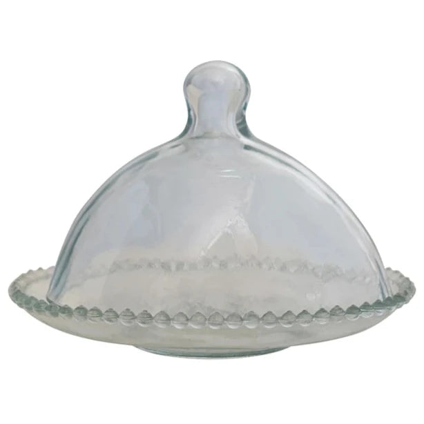 Glass Cloche w/ Hobnail Edge Tray - 8.5"