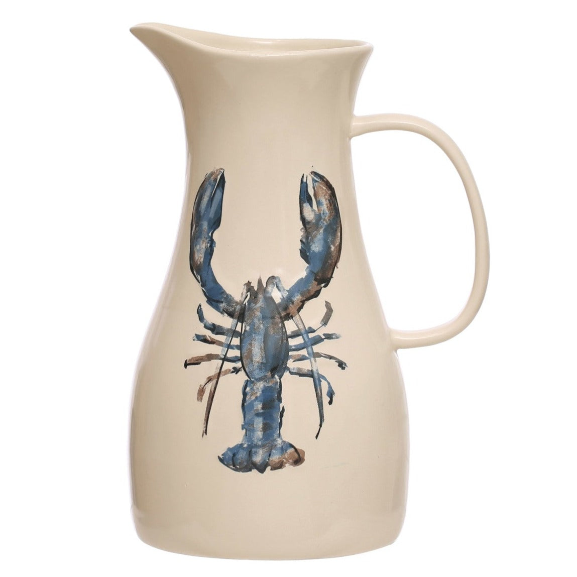 Blue Lobster Stoneware Pitcher - 10"