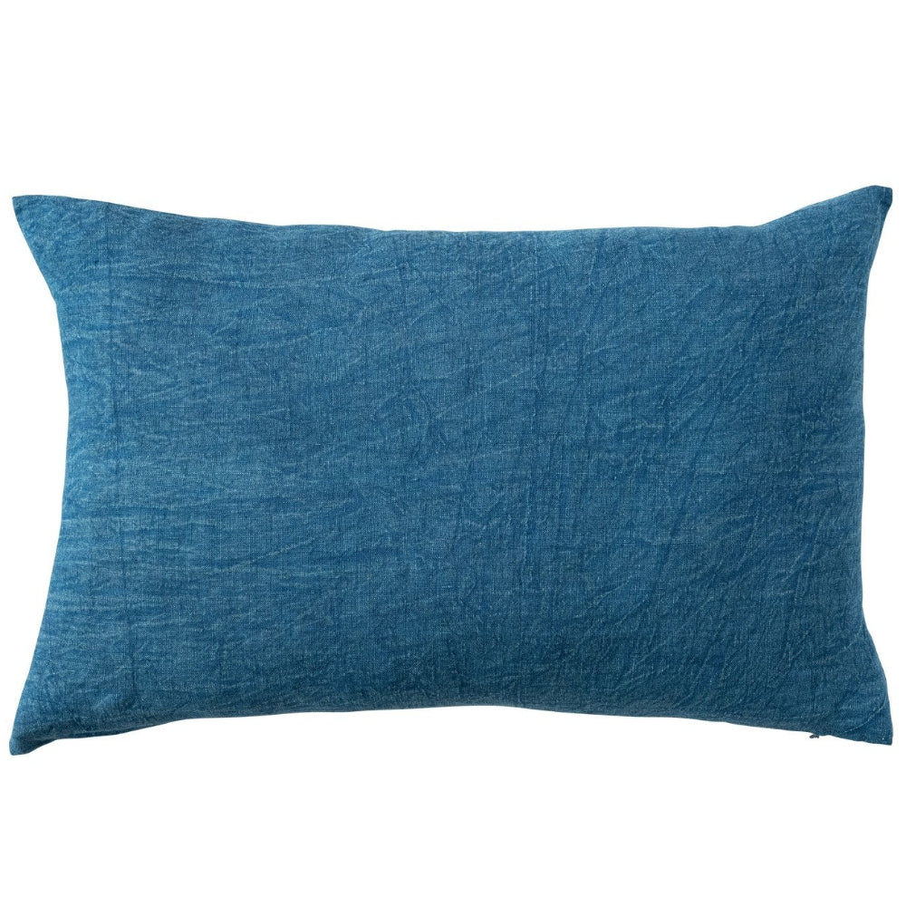 Stonewashed Navy Linen Lumbar Pillow - 16" x 24"